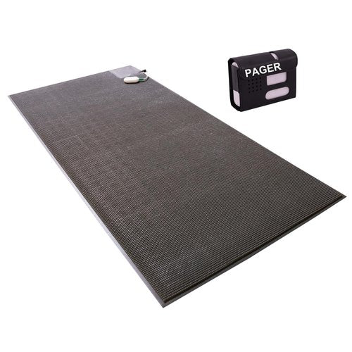 Smart Caregiver Floor Mat Alarm and Pager System - Includes Wireless Pager That Alerts When Someone Steps on The Durable 24in x 48in Floor Mat Sensor