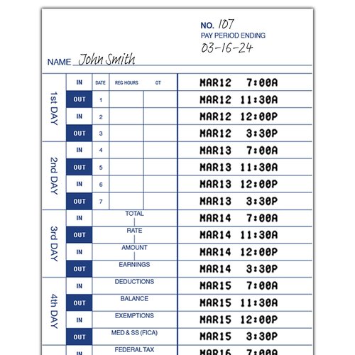 Nile Products - 200 Authorized Single Sided Time Cards for Pyramid Manual Side Print Timeclock and Document Stamp [ NP35100-PK2], Pyramid 35100-10 Compatible (4 W x 9 H Inches) - 200 Time Cards