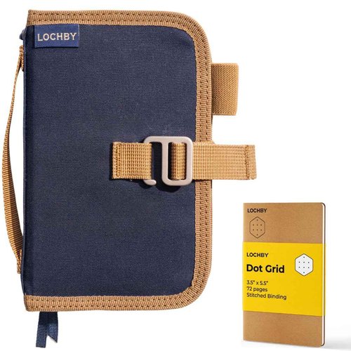 LOCHBY® Mini Field Journal | Water Resistant Waxed Canvas | Pen Loop | Included Tomoe River Notebook | Perfect for Travel, Art, Bullet Journal