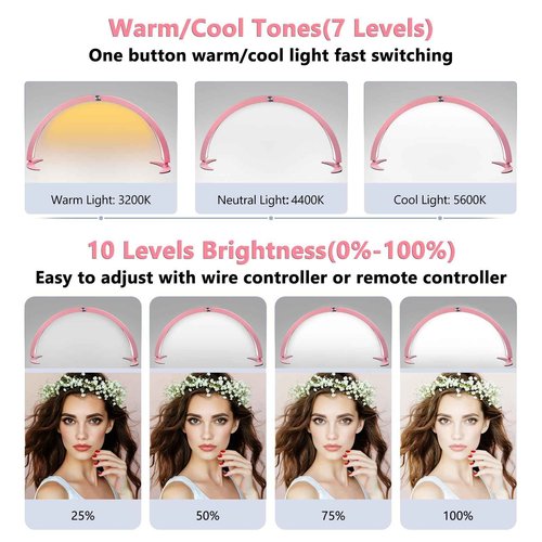 Gicrymil Half Moon Light for Nail Desk, 29in Foldable Half Moon Table Lamp Nail Desk Lamp with Wire Controller & Remote, Bright Arch Nail Light with 7 Cool/Warm Tones & 10 Brightness