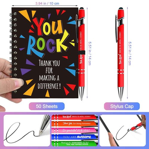 20 Sets Employee Appreciation Gifts Staff Spiral Notebooks Pens Bulk Stylus Cap Team Teachers Thank You Inspiration Journal Coworkers Inspirational Christmas Party Supplies Goodie Bag Stuffers Office