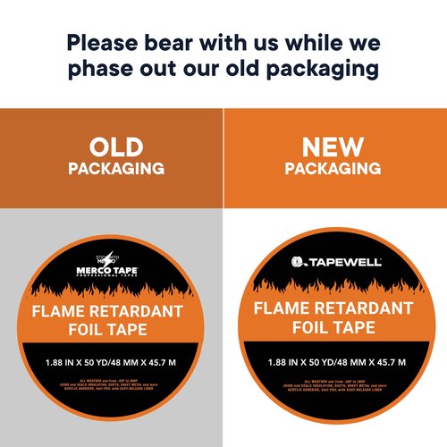 TAPEWELL Heavy Duty Aluminum Foil Tape, Perfect for HVAC Tape, Dryer Vent -2 Inch by 150 Feet (50 Yards) 3.9 Mil - Pack of 6