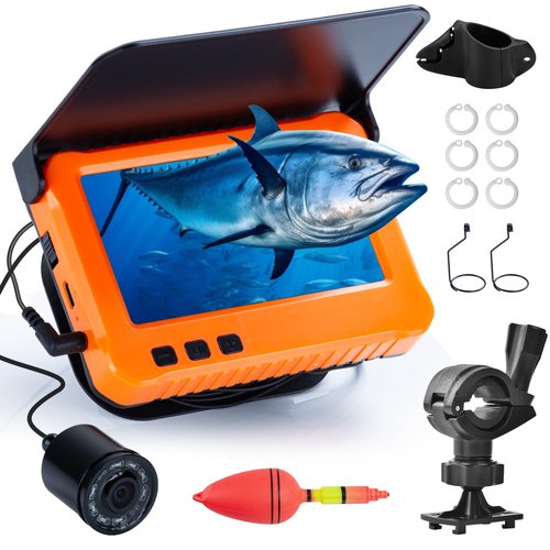 Fish Finder Camera Real Time Underwater Fishing Camera 100ft Long Cable for Rod,4.3" HD LCD Monitor&IR LED Night Vision Wide Angle Lens Line Camera for Kayak Lake Boat Ice Fishing Portable Fish Finder