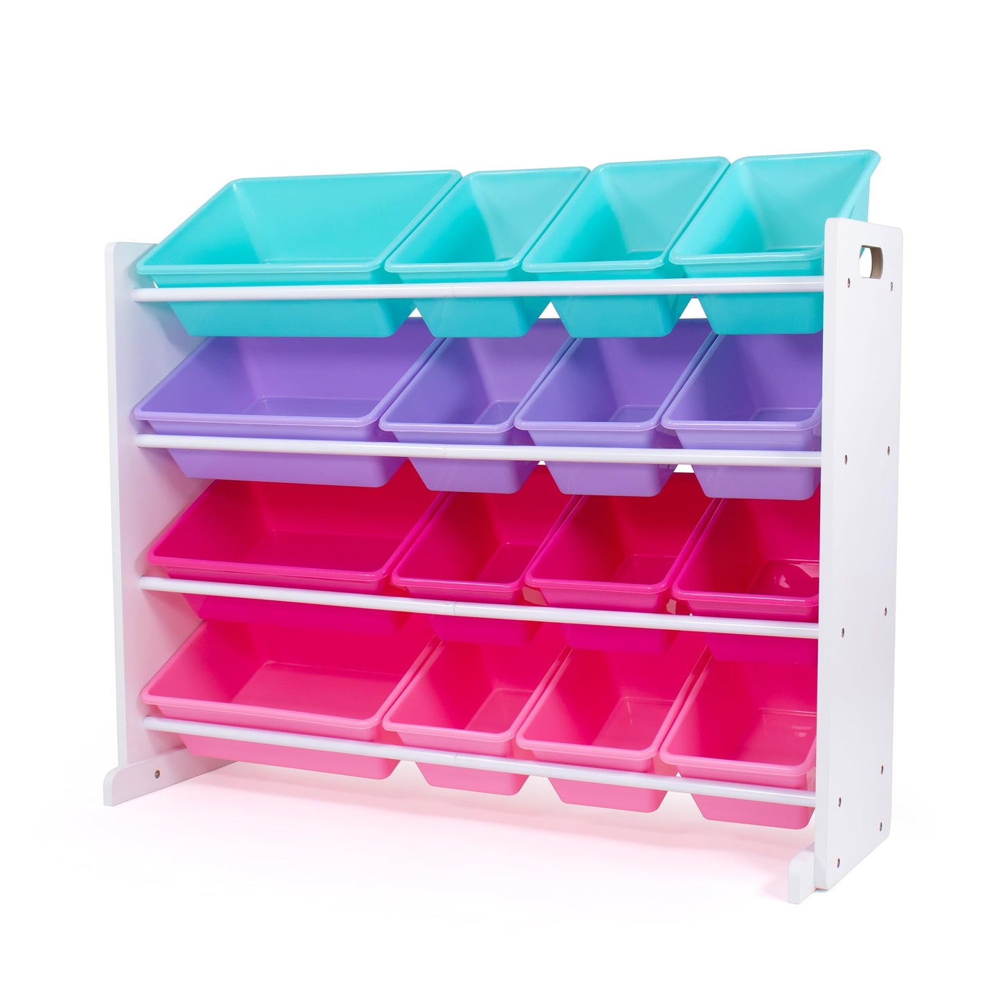 Humble Crew Toy Storage Organizer with 16 Removable Storage Bins for Kids Playroom, 4-Tier Toddler Toy Organization, White/Blue/Pink/Purple