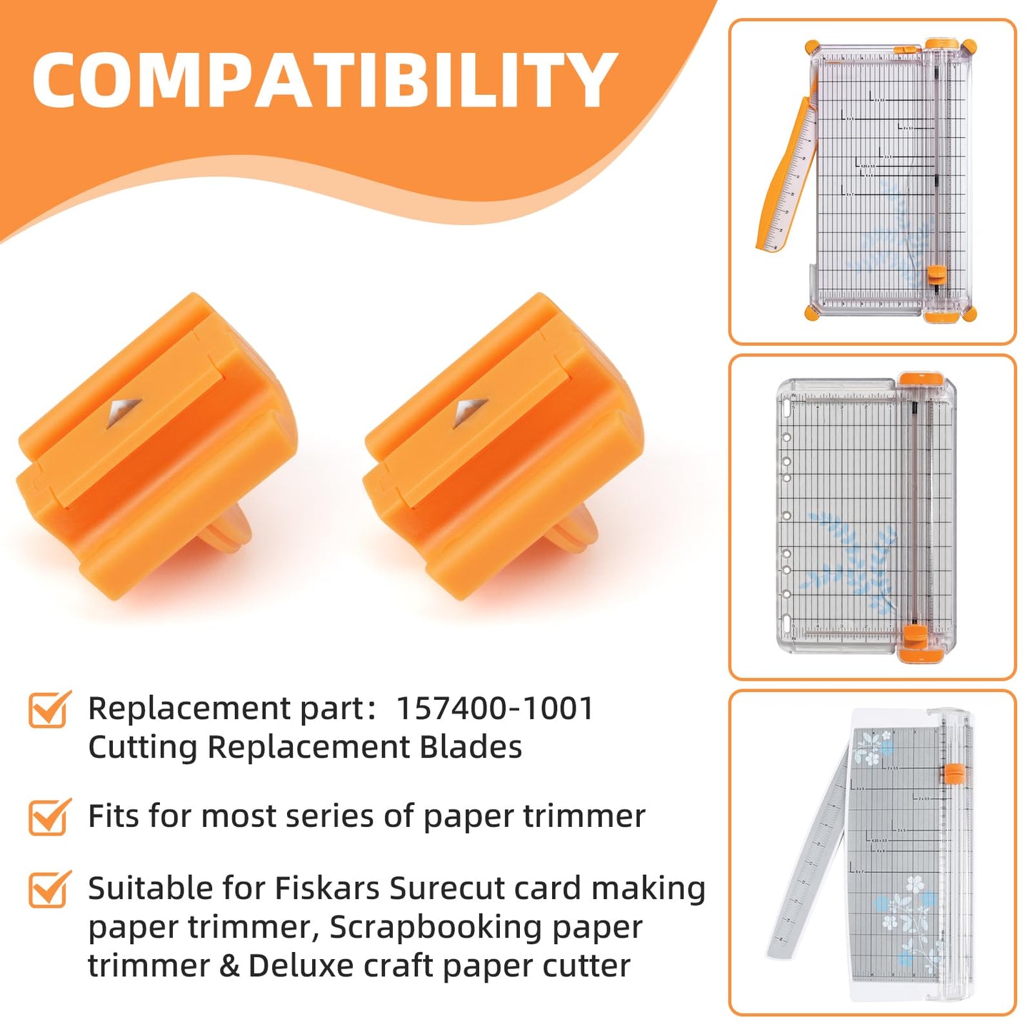157400-1001 Paper Cutter Blades Replacement for Fiskars Paper Trimmer TripleTrack High Profile Blades, Portable Paper Cutter Style I Blade 1968701005 for Cutting and Scoring- 2 Pack