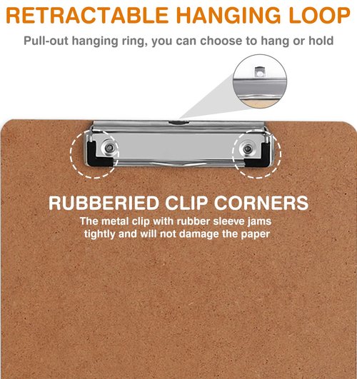 Clipboard, HERKKA 15 Pack Hardboard Office Clipboards Standard A4 Letter Size Clipboard with Low Profile Clip, Size 12.5 x 9 Inch
