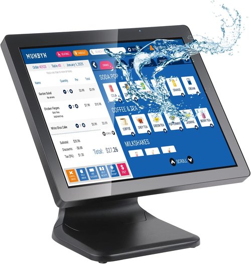 MUNBYN 17-Inch Touch Screen Monitor - 400 Nits Flat Capacitive LED for POS Systems | Includes 50 Rolls of Thermal Paper