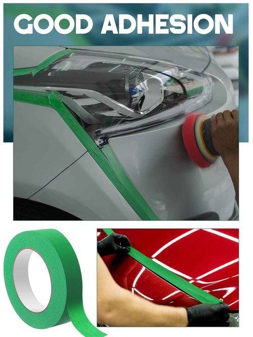 Marspark 6 Rolls 1.5 Inch x 55 Yards Green Automotive Refinish Masking Tape Bulk No Residue Heat Resistant Painters Tape for Car Vehicles Auto Body Multi Purpose Paint Tape
