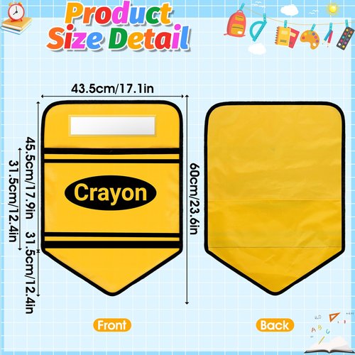 6 Pack Chair Pockets for Classrooms 17 X 18 Inch Crayon Seat Pockets with Name Slot Bright Colors Seat Sacks Seat Back Organizer for Kindergarten High School, 6 Pcs White Card Paper Include