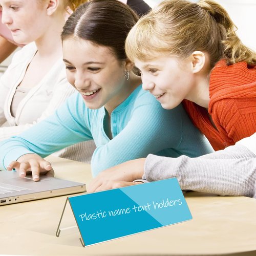 30 PCS Clear Table Card Holders 8.6" x 4" Acrylic Name Plates for Desks Table Tents Name Tents Table Name Cards Clear Office Desk Accessories Business Conference Meeting Room School Display Stand (30)