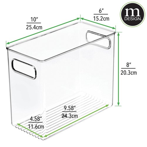 mDesign Tall Plastic Office Storage Bin with Handles - Organizer Bins for Cabinets, Drawers, Desks, Workspace - Containers and Baskets for Pens, Pencils, Highlighters and Notebooks - 2 Pack - Clear