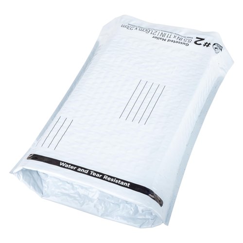 Duck Brand #2 Gusseted Self Seal Poly Bubble Mailer Lined with Bubble Cushioning for Shipping and Mailing, White, 8.5 In x 11 In, 100 Pack (287992)