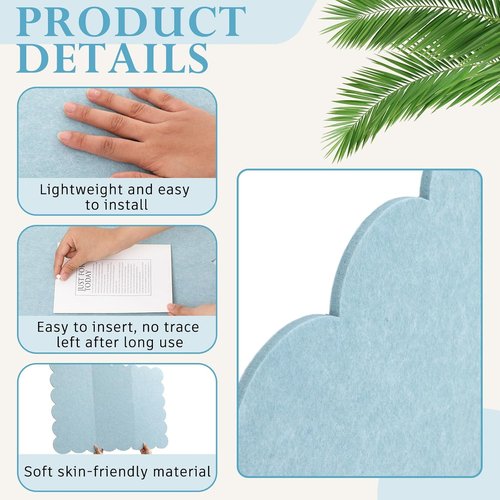 Mooliwe Scalloped Felt Bulletin Board - 24 x 18 Inches | Foldable Light Blue Cork Board Alternative