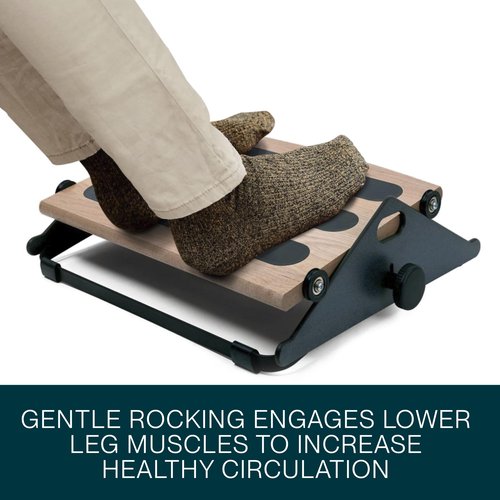 Humanscale FR300 Foot Rocker, Ergonomic Rocking Footrest for Under Desk, Smooth Gliding Experience with Ball Bearing Rollers, Adjustable Height, Durable Steel Frame, Natural Wood