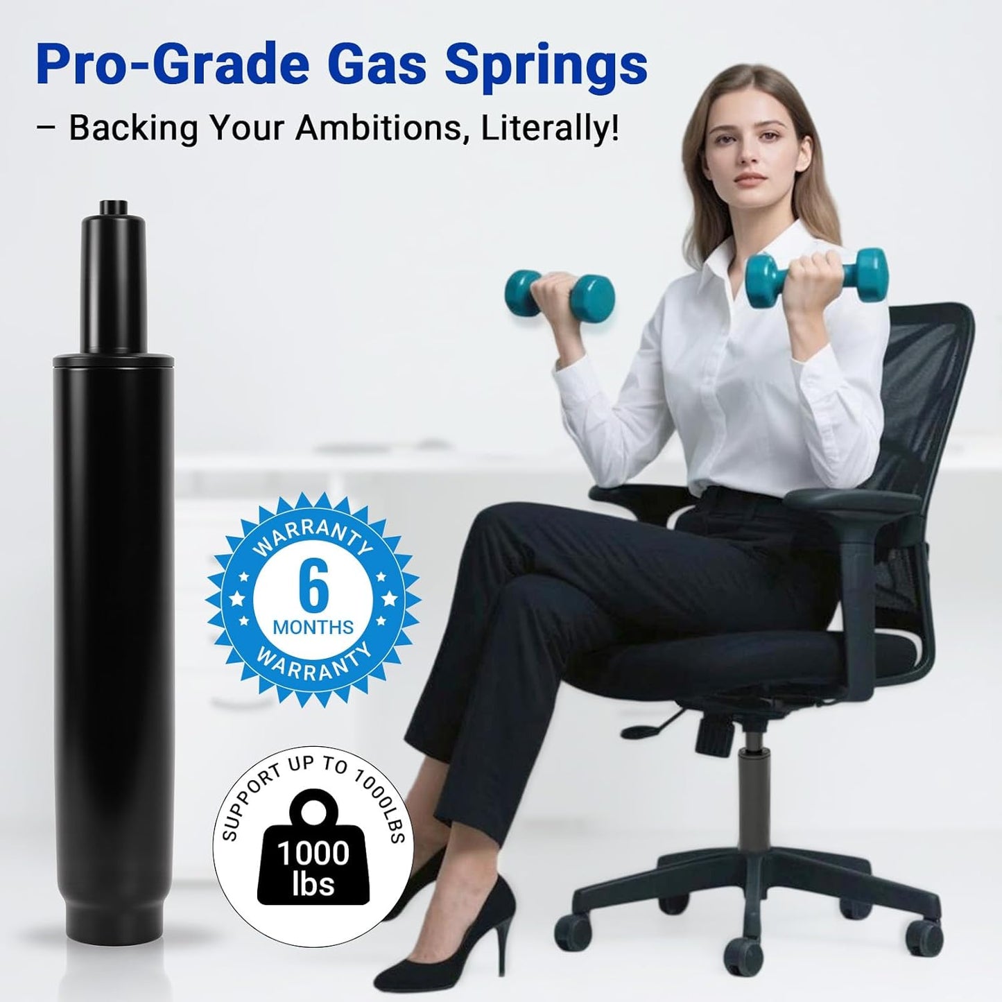 Skiennix Office Chair Gas Cylinder Replacement Kit - 11" to 16.5" Height, Heavy Duty Hydraulic Piston with Tools & Instructions