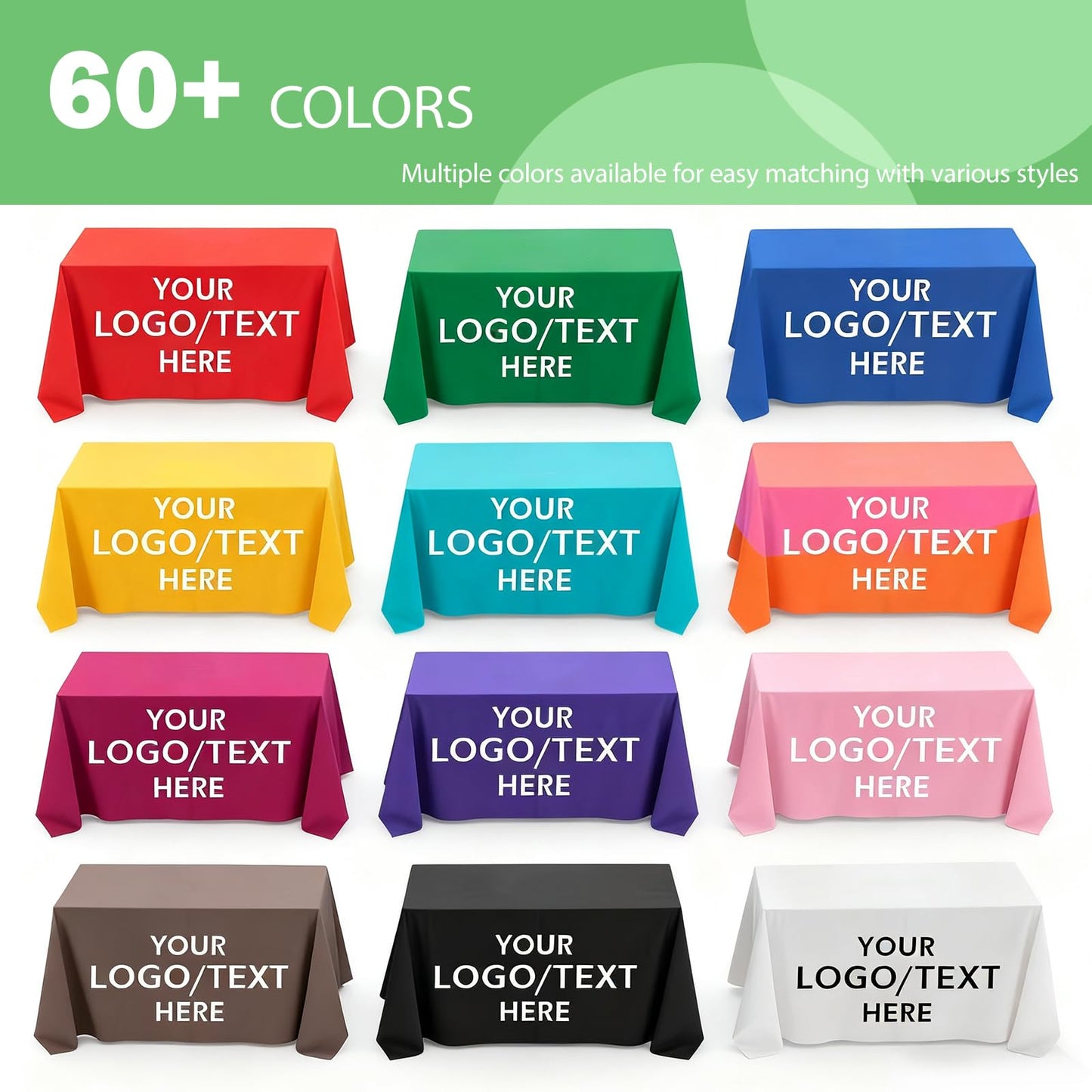 Raxovylz Custom Table Cloth with Logo Text Image Multiple Sizes 4FT 5FT 6 FT 8FT Personalized Tablecloth for Tradeshow Events School Associations Shop Church Club (Flat Tablecloth, 4FT Back Open)