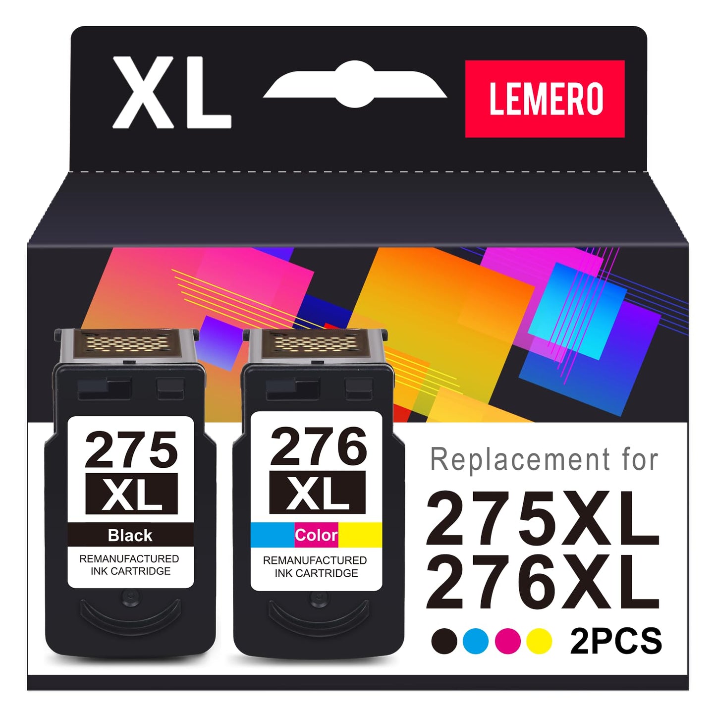 LEMERO 275XL 276XL Ink Cartridges Replacement for Canon 275 and 276 Combo Pack, Work with Pixma TR4720 TS3522 TS3722 TR4700 TS3520 TS3720 Printer, Black & Color 2-Pack