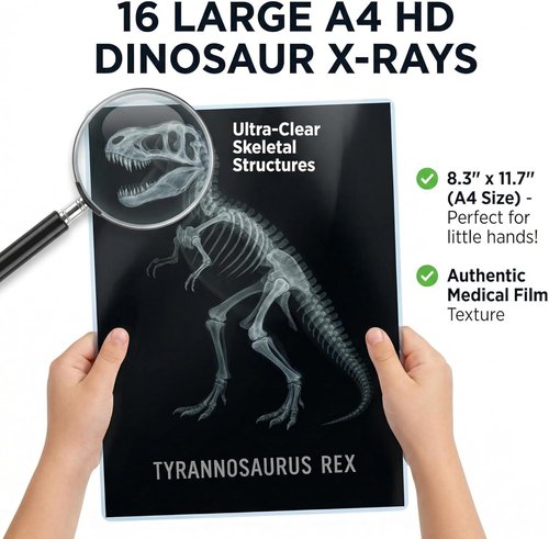 Skiennix 16 Pcs Dinosaur X-Ray Set - Engaging Light Table Toys & Science Kit for Kids