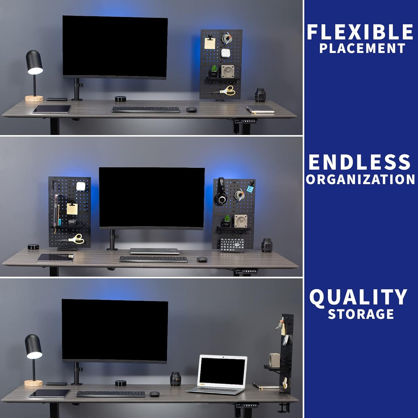 VIVO Steel Clamp-On Desk Pegboard - 12x20 Inch Magnetic Privacy Panel | Black Office Organizer