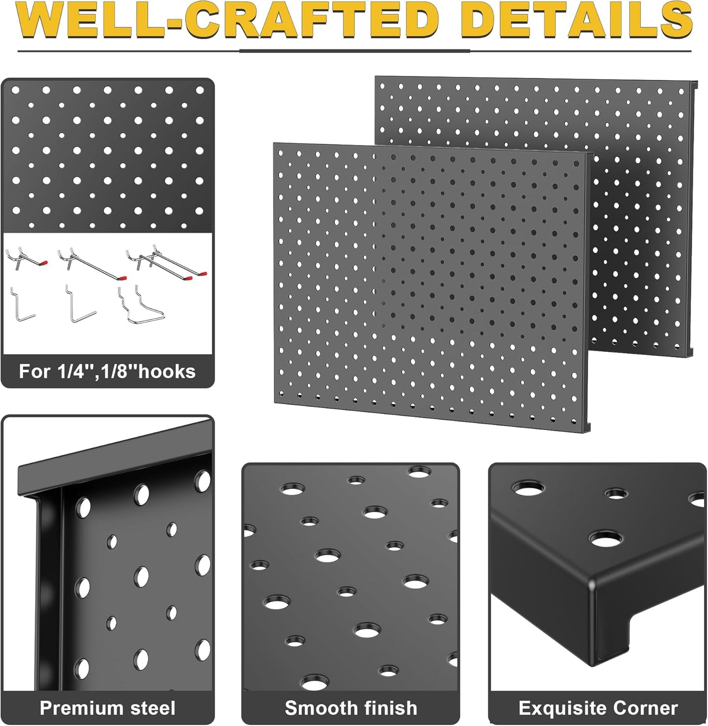 Ultrawall Pegboard Display Stand - Metal Tabletop Organizer for Jewelry & Accessories | 12" x 16", 2pcs Black