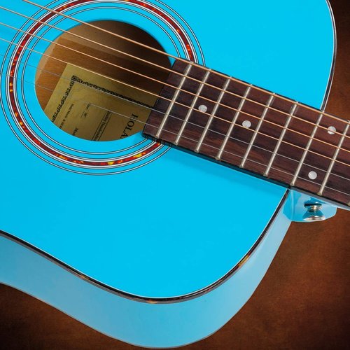 Hola! Music 3/4 Size Acoustic Guitar Bundle for Beginners, 6 String Beginner Solid Spruce Top Acoustic Guitar With Rosewood FIngerboard, 36 inch, Light Blue