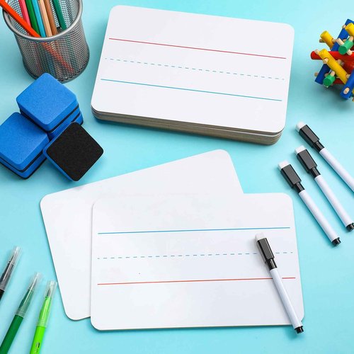 Colarr 36 Sets Mini White Boards 6"x 9" Dry Erase Boards Classroom Pack Includes Two Sided Small Whiteboards Markers, Lapboards Erasers for Teachers Students School