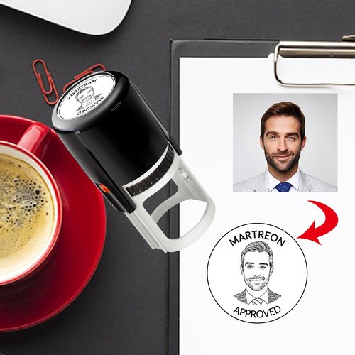 Custom Face Stamp Personalized Self Inking Stamp Customized Business Logo Image Text Teather Stamper Funny Gift 4 Color and Font Choices