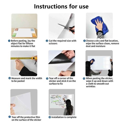 Babenoun Magnetic Whiteboard Contact Paper, 24" x 39" Stick on Magnetic Dry Erase White Board Sticker on Wall, Easy to Write for Drawing, School, Office, Kitchen Fridge