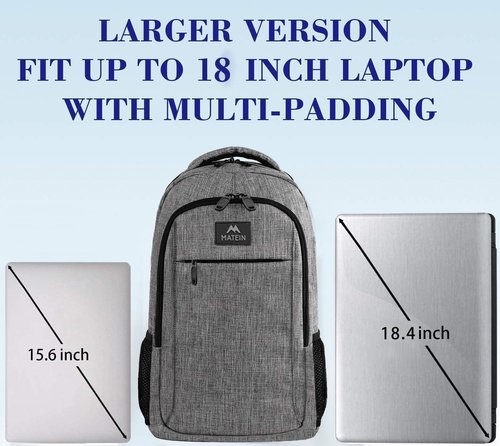 MATEIN Extra Large 18.4 Inch Laptop Backpack - TSA Friendly Travel & Anti-Theft Design | Grey
