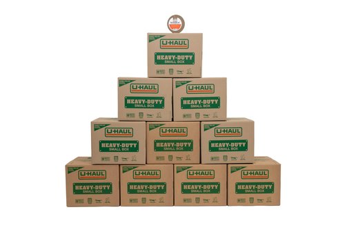 U-Haul Small Heavy-Duty Double Wall Moving & Shipping Boxes - Pack of 10 Boxes with Handles - 16-3/8” x 12-5/8” x 12-5/8” (L x W x H) - Bonus Roll of Tape Included
