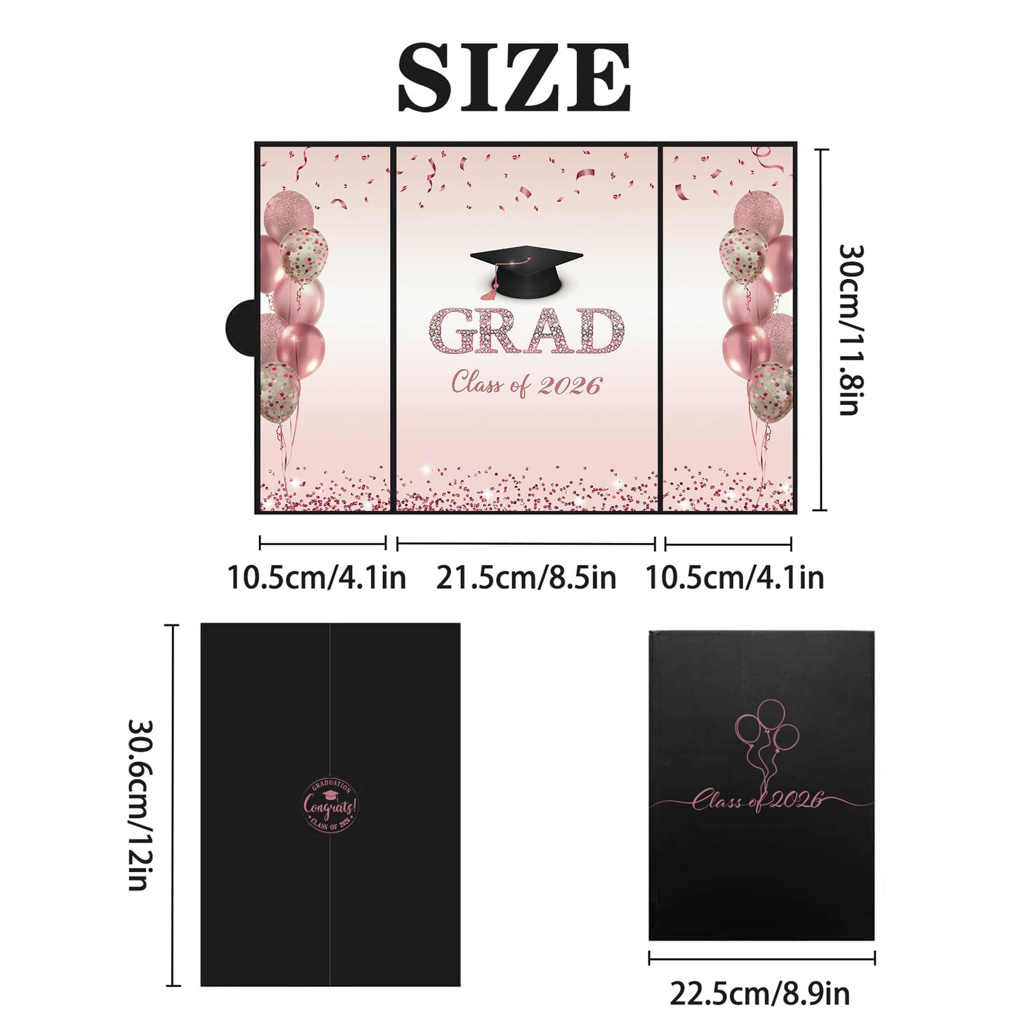 DARUNAXY Rose Gold Graduation Party Decorations, 2PCS Class of 2026 Congratulations Graduates Alternative Signature Guest Book for Girls Women Happy Graduation Gifts Congrats Grad Signing Card Board