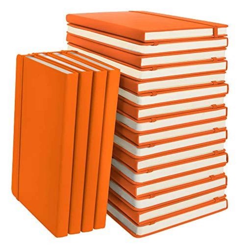 Simply Genius Orange A5 Hardcover Dotted Grid Notebook - 20 Pack, 192 Pages - Water-Resistant Leatherette Notebook - Bulk Dotted Journal Multipack - Grid Paper Notepad