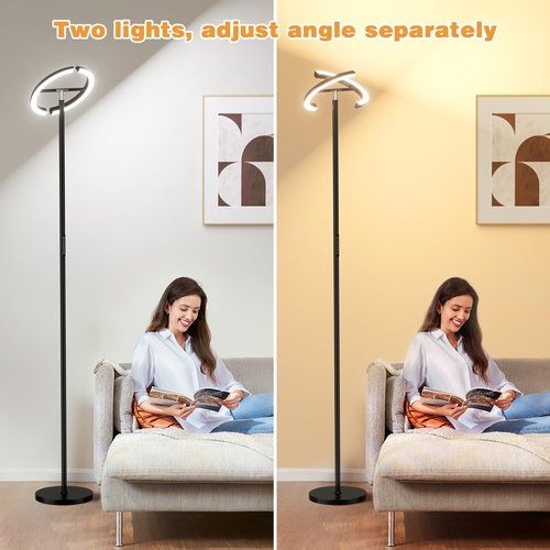 PreeOtti Floor Lamps for Living Room, 40W/2400LM Rotatable LED Floor Lamp with Touch & Remote Control, 70" Tall Standing Lamp Stepless Dimmable, Modern Torchiere Corner Lamp for Bedroom, Office