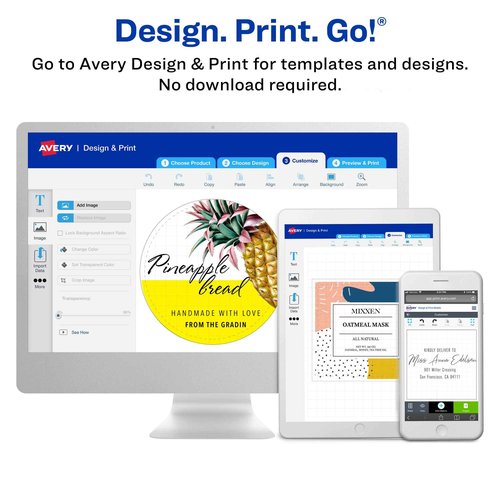 Avery Matte White Arched Labels, Sure Feed Technology, 3" x 2.25", 900 Labels, Print-to-The-Edge, Laser/Inkjet Printable