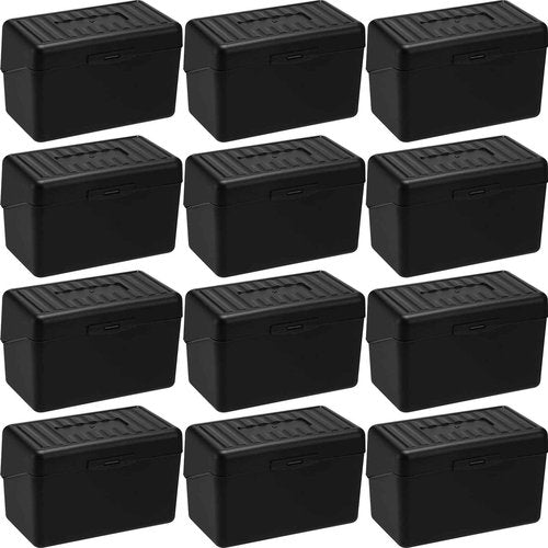 Fuutreo 12 Pack 3x5 Organizer Index Card Box Flash Note Index Card Holder Case for Recipes Addresses(Black)