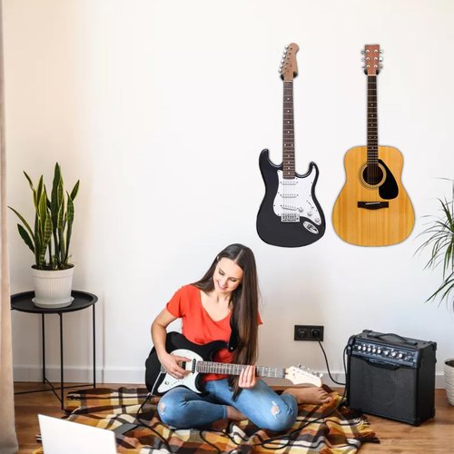 Onmiwod Guitar Wall Mount 3 Pack, Black Metal Guitar Hanger, V-Shaped Guitar Wall Hangers Mount, Guitar Holder Hook Stand Wall for Acoustic, Electric Guitar, Banjo, Bass, for Guitar Player Men Boy