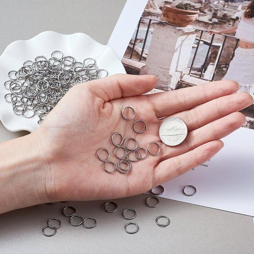KISSITTY 10mm Stainless Steel Open Jump Rings - 2000pcs for Chainmail Jewelry Making