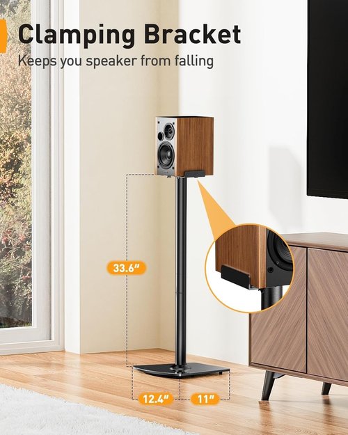 Perlegear Universal Speaker Stands - 33.6 Inch Height with Cable Management | Supports Up to 22lbs