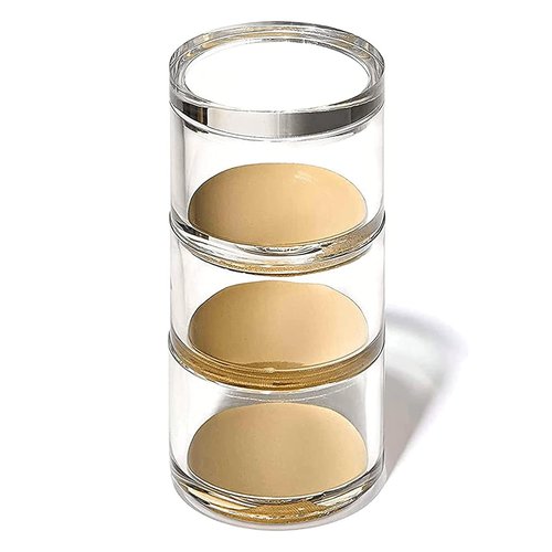 OfficeGoods 3-Tier Stackable Acrylic Holder- Stylish Desk Organizer and Storage for Office or Home – Transparent Round Design with Gold Metal Base