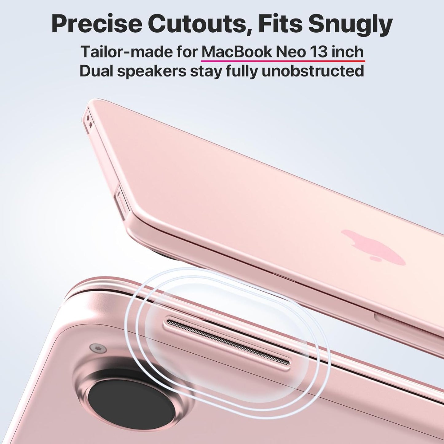 Soonjet Invisible Armor MacBook Neo Case 13 Inch A3404 - Blush Clear Anti-Scratch & Fingerprint Protection | Stylish Pink Laptop Cover