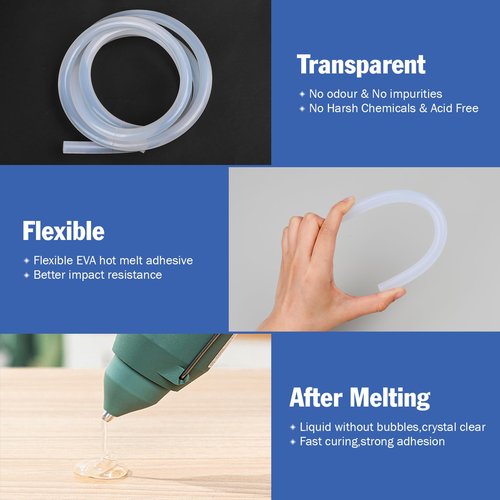 3 Pack Hot Glue Sticks Rolls, Full Size 5 FT Long x 0.43" Diameter Glue Sticks for Glue Gun, Widely Used in Wood, Metal, Glass, Plastic, Floral, Fabric, and More