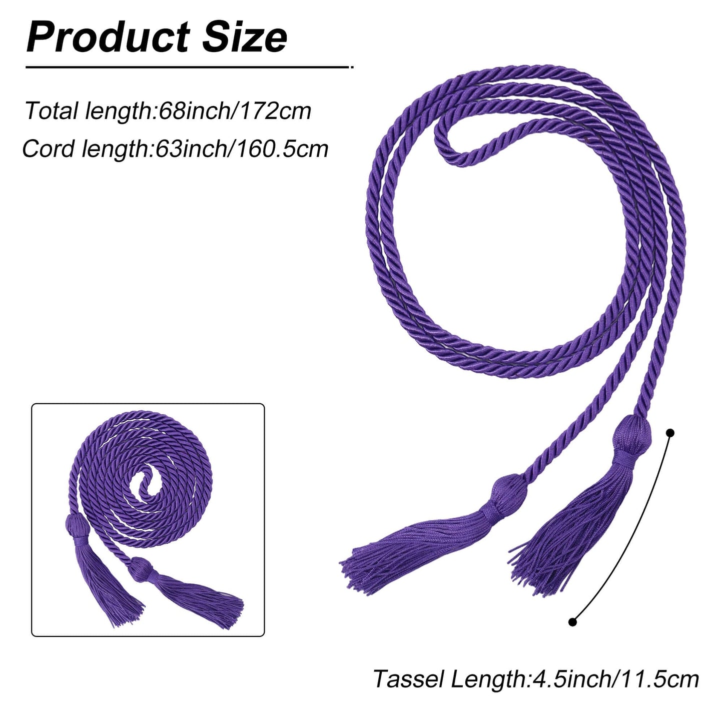 GraduationMall Graduation Honor Cord 68" Purple