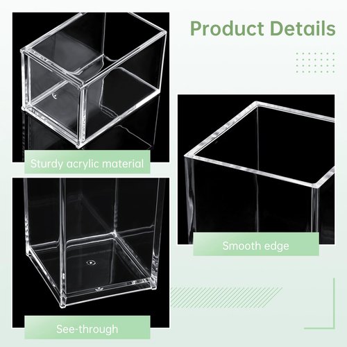 CDOKY 10PCS Acrylic Pen Holder, Clear Makeup Brush Holders, Clear Pencil Organizer Cups, Desktop Pencil Organizer Durable Acrylic Storage Organizers for Home Office School Supplies