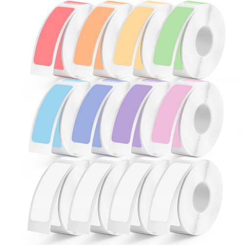 1920pcs MIARALA Colored D30 Label Tape, Label Maker Tape – 12mm×40mm(0.47x1.57 Inch) Self-Adhesive Sticker, Thermal Paper for D30 Printer (12 Rolls)