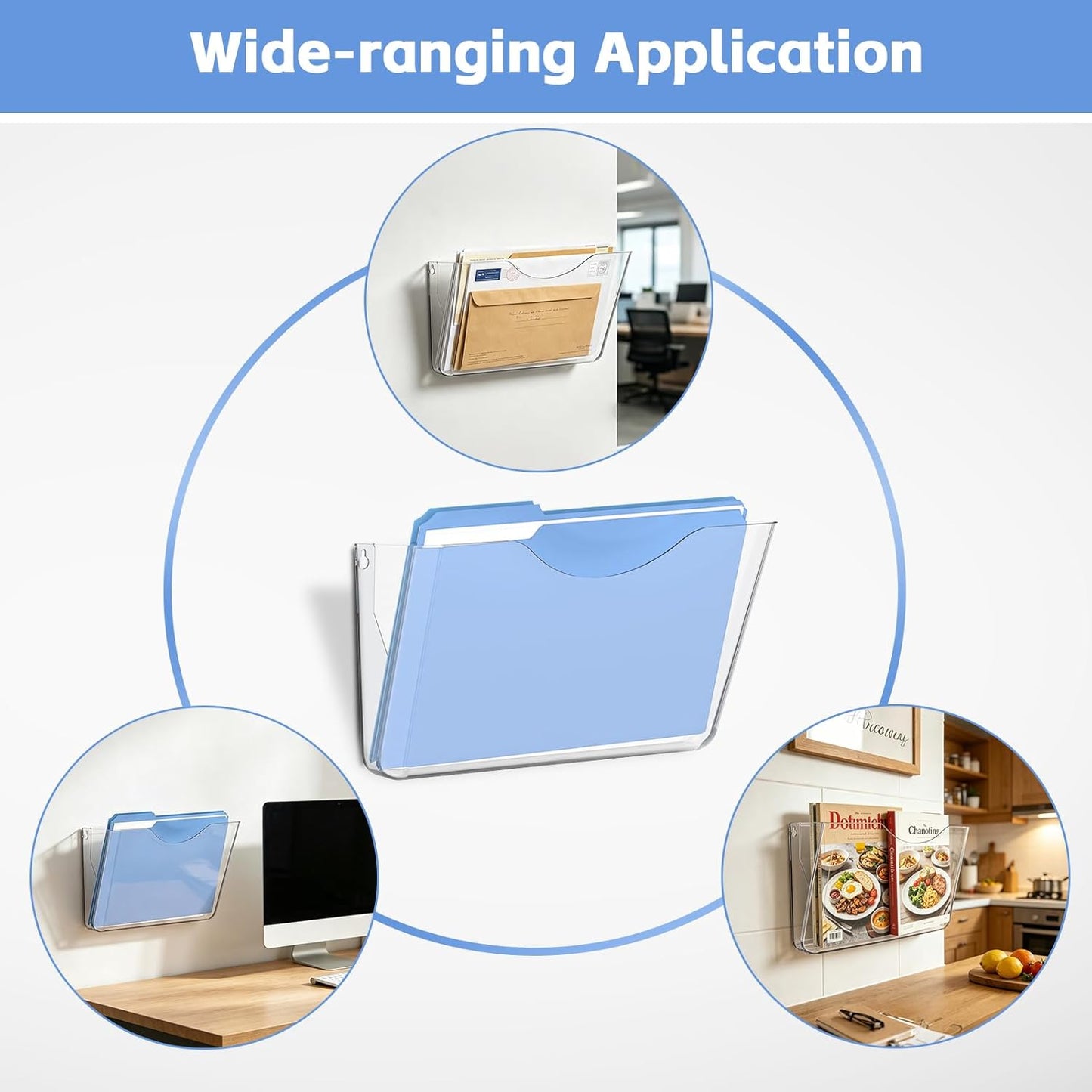 SUPEASY Clear Acrylic Wall File Organizer - Wall-Mounted Holder for Mail & Magazines | Single Pocket Design