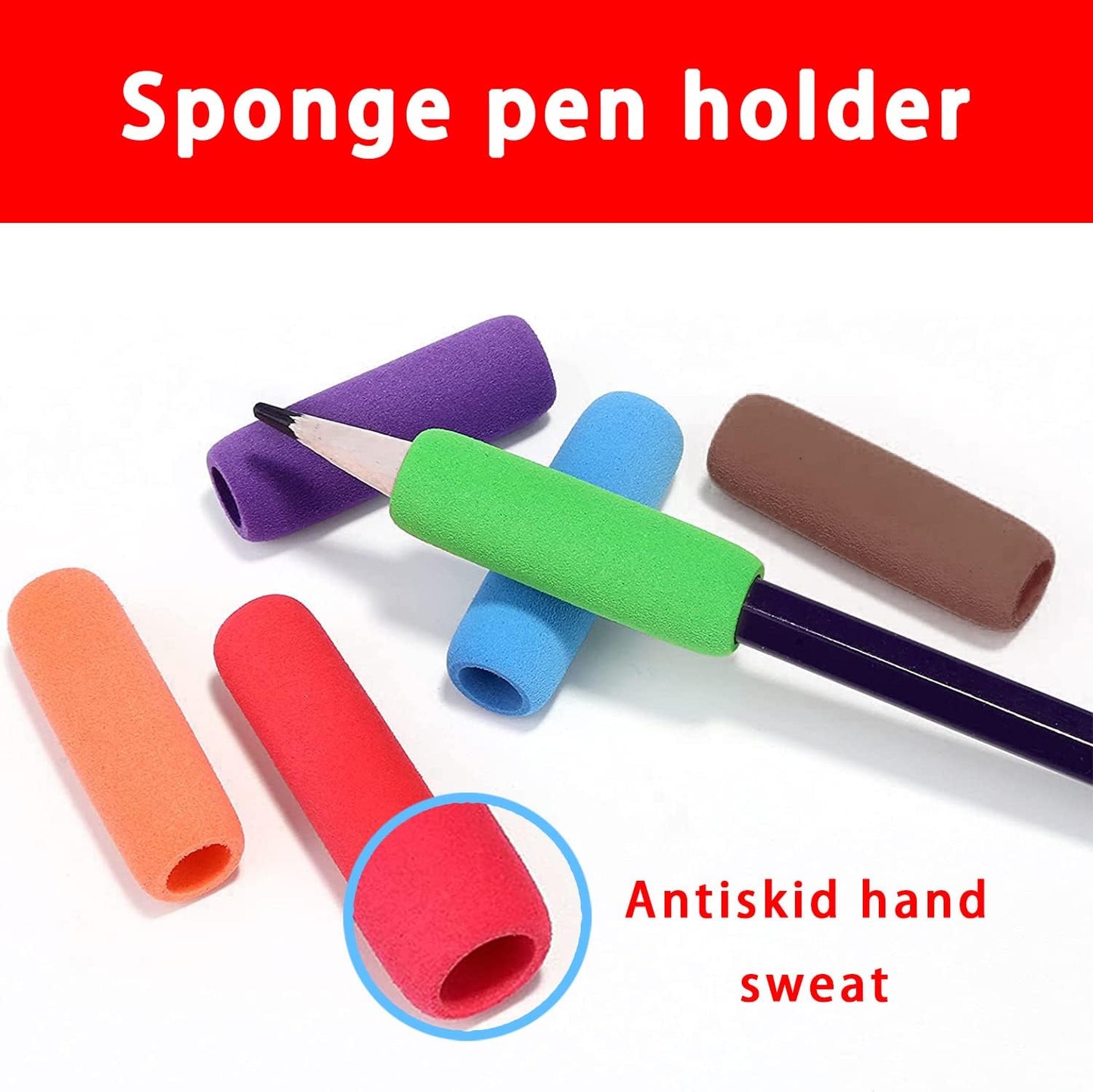 Skiennix Pencil Grips - 30 Colorful Cushioned Writing Aids for Kids & Adults | Multicolor Set