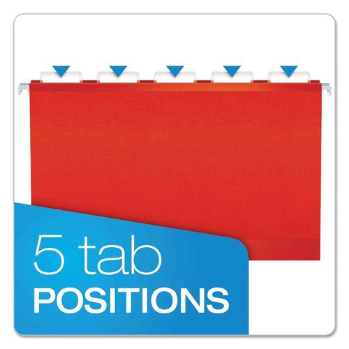 Pendaflex Extra Capacity Reinforced Hanging File Folders, 2", Legal Size, Red, 1/5 Cut, 25/BX (4153x2 RED)