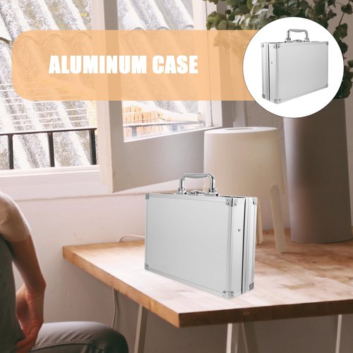minkissy Aluminum Briefcase Tool Storage Box Lightweight Portable Multi-functional Aluminum Alloy Toolbox with Lock for Travel Work and Cosmetic Organization