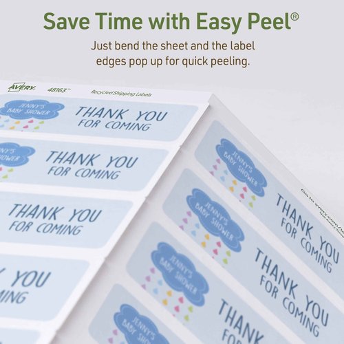 Avery EcoFriendly Recycled Shipping Labels, 2" x 4", White, Permanent Adhesive, Laser & Inkjet Printers, 1,000 Total, Great for Shipping and Mailing, Product Merchandising, and More (48163)