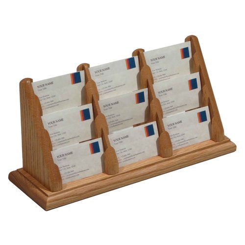 Wooden Mallet 9-Pocket Countertop Business Card Holder, Light Oak